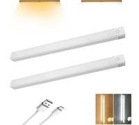 2PCS Punch-Free Smart Sensor Magnetic Rechargeable Led Lights, Rechargeable Motion Activated Cabinet Lights, Motion Sensor Light Indoor, Wireless Under Cabinet Kitchen Closet Light(Cold,20cm)