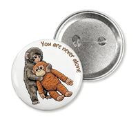 2Pcs Punch Monkey Pin Badges, "You Are Never Alone" Positive Badge Pins, Cute Tin Buttom Pins for Lanyards, Backpacks, Jackets, Mental Health Gifts for Women Men