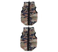 2pcs Puppy Jacket Sleeveless Nightgown Dog Costume Dog Winter Dog Jumpsuit Cat Apparel Winter Coat Warm Coat Winter Dog (Camouflage Sx2pcs)