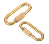 2pcs Pure Copper Locking Ring Clip Screw Link Connector for Climbing | Golden Oval Quick Link, Corrosion Resistant Finish, Secure Closure for Belts, Lanyards, Chain Repair