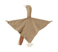 2PCS Pure Cotton Baby Bib Cute Goose Sleeping Dolls Saliva Soothe Appease Towel Toddlers Burp Cloth Handkerchief(A-Khaki,46x60cm)