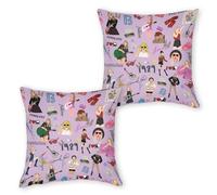 2Pcs Purple Cushion Covers 45 x 45 cm Throw Pillow Case 1989 Square Pillowcase Decorative Pillows Cushion Cover Gifts Merchandise Music Lover Presents Merch Stuff