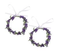 2pcs Purple Faux Lavender Flower Crown Headband for Photoshoots | Stylish Chic Wreath Look, Secure Fit for Adults, Realistic Finish, Purple Tone, Light Day Wear