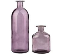 2Pcs Purple Glass Vase, Clear Smooth Colored Bud Vases, Purple Centerpieces for Table Home Office Cafe Glass Vase, Centerpieces for Table, Colored Bud Vases