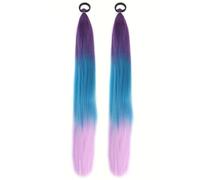 2PCS Purple Hair Extensions for Braids Pre Stretched Synthetic Gradient Lavender Braiding Hair with Elastic Band for Kids Style 1..