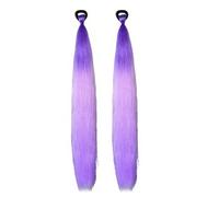 2PCS Purple Hair Extensions for Braids Pre Stretched Synthetic Gradient Lavender Braiding Hair with Elastic Band for Kids Style 2..
