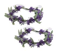 2pcs Purple Lavender Floral Crown Headband for Brides and Women | Cloth Plastic Metal Details, Chic Accent for Updos, Engagements and Maternity Photoshoots, Realistic Look