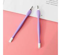 2Pcs Purple Nail Cuticle Trimmer Rubber Nail Cleaner, Plastic Handle Foot Files, Double End Nail Dead Skin Fork Pusher Remover Tools