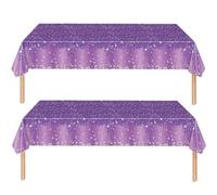 2Pcs Purple Party Plastic Table Cloth,137x274cm Shiny Glitter Purple Tablecloths Rectangular DiamondPurple Party Dining Table Cover,Tablecloths for Baby Shower,Wedding,Birthday Tablecloth Decor