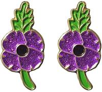2PCS Purple Pin Badge for Remembrance, Animal in War Memorial, Lest We Forget Lapel Brooch (A)