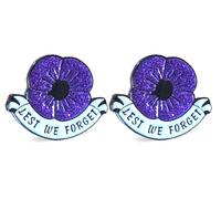 2PCS Purple Pin Badge for Remembrance Day, Animal in War Memorial, Lest We Forget Lapel Brooch (C)