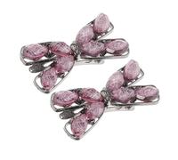 2pcs Purple Rhinestone Butterfly Bow Duckbill Hair Clip for Bangs | Alloy Construction, Secure Grip, Gentle on Hair, for Braids, Parties, Teens and Office Workers