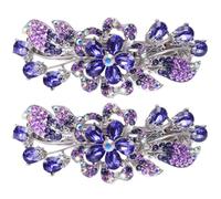 2pcs Purple Rhinestone Hair Clamp Clip for Ponytail and Bangs Fashion | Alloy Build, Sparkly Decoration, Easy to Use, and Makeup Enthusiasts for Photography Sessions Shopping