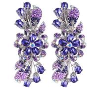2pcs Purple Rhinestone Hair Clips for Ponytail and Bangs Fashion | Alloy Build, Sparkly Finish, Scalp Friendly Comfort, for Bridesmaids, , Cooking and Photography Sessions