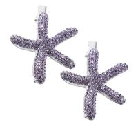 2pcs Purple Sea Star Rhinestone Hair Clips for Women