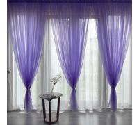 2Pcs Purple Sheer Curtains 270Cm Long 100Cm,gauzy Airy Light Filtering Curtain, Voile Home Decor Drapes With Dual Rod Pocket