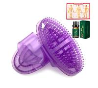 2PCS Purple Silicone Meridian Brush Set with Mugwort Oil(10ml) & Acupoint Chart - Lymphatic Drainage Massager for Body - Acupressure Dry Brushing Tool for Circulation, Relaxation, Muscle Relief