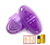 2PCS Purple Silicone Meridian Massage Brush Set - Lymphatic Drainage Body Scrubber with 10ml Ginger Oil & Acupoint Chart for Belly Fat Reduction, Full Body Relaxation, Circulation Boost