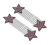 2pcs Purple Star Hair Comb Clip for Women, Invisible Iron Styling