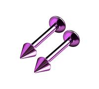 2PCS Purple Titanium G23 Anodized Labret 16g 1.2mm 3/8 10mm 3mm cone Monroe Lip Earrings Snake Bite Piercing Jewellery 6730