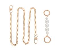 2pcs Purse Chain Strap Extender Faux Pearl Gold for Evening Bags | Detachable Lobster Clasps, Zinc Alloy Metal Links, Chic Modern Style, for Casual Gatherings and Bag Rings