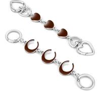 2Pcs Purse Extender Chain Silver Bag Extender Chain Heart Moon Purse Strap Extender Brown Purse Strap Replacement Crossbody Purse Accessories for Women Bag Charms for Handbags Tote Bags Purse Making