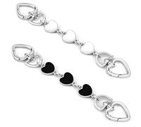 2Pcs Purse Extender Chain Silver Bag Extender Chain Heart Purse Strap Extender Black White Purse Strap Replacement Crossbody Purse Accessories for Women Bag Charms for Handbags Tote Bags Purse Making