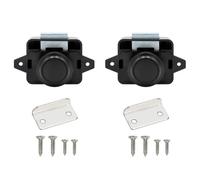 2PCS Push Button Latch Catch Drawer Replacement Keyless Door Lock Cupboard Door Motorhome Caravan Cabinet Knob Zinc Alloy Pop Up for 15-18mm Thickness Cabinet Boat Horsebox Camper Van RV Black