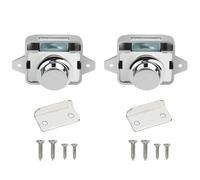 2PCS Push Button Latch Catch Drawer Replacement Keyless Door Lock Cupboard Door Motorhome Caravan Cabinet Knob Zinc Alloy Pop Up for 15-18mm Thickness Cabinet Boat Horsebox Camper Van RV Silver