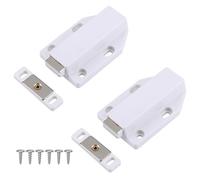 2pcs Push to Open Door Catches,White Push Openers for Cupboard,Cabinet Magnetic Push to Open Latch,Cabinet Magnetic Door Catch,Magnet Kitchen Drawer Closer Push Opener for Door Damper Wardrobe Closure