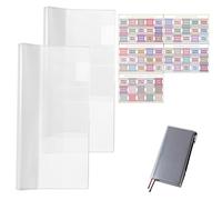 2Pcs PVC Clear Cover for Hobonichi Weeks, 8.2x7.8in Waterproof Dustproof Notebook Protector with Colorful Writeable Label Tabs, Hobonichi Techo Accessories for Planner Journal