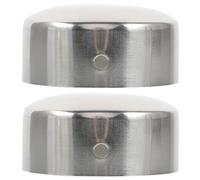 2pcs PVC Handrail End Caps 4.5x4.5x2cm for Stair Rails | Silver Stainless Steel Finish, Screw Fixing Holes, Smooth Edge Protection for Banister Ends and Balconies
