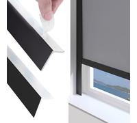 2pcs PVC Light Blocking Strips, Self Adhesive Window Light Gap Blocker, Customize Blackout Light Blockers Side Tracks for Blinds/Curtains(Black,75cm/29.5in)