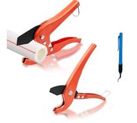 2Pcs PVC Pipe Cutter, 1-5/8"&1-1/4" SK5 Steel Blade PEX Tube Cutter, Rotatable Deburring Pen Reamer, Multifunctional Plastic Hose Cutter, Pipe Cutting Tool for Home Repairs Plumbers