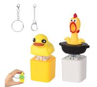 2Pcs Quacking Duck Fidget Toy - Ducky Keychain Keyboard with Unique Sound & Colorful Lights, Duck Keyboard Fidget Toy Includes Chicken Duck, Duck Keyboard Clicker Fidget for Boys Girls for School