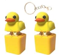 2PCS Quacking Duck Fidget Toy Keychain, Yellow Duck Key Ring,Sounding Duckling Fidget Keychain Stress Relief Toys,Quack Button Board Clicker, Duck Sensory Toys