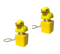 2PCS Quacking Duck Keychains, Duckeys Quacking Fidget Toy with Quack Sound and Light, Cute Yellow Duck Keyboard Quacking Button, Duckeys Stress Reliever Sensory Toy, Duck Key Chain