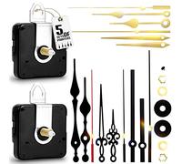 2Pcs Quartz Clock Mechanism Kit, Wall Clock Mechanisms Mattery Powered Replacement, Clock Movement Parts Motor Replacement DIY Repair Parts with 5 Set Hands (No Battery)