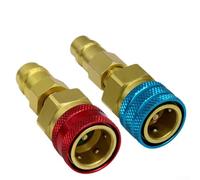 2pcs Quick Coupler Kit for Automotive Air Conditioning with Brass Alloy and Knurled Grip Ring for Secure Operation Suitable for R12 and R134A