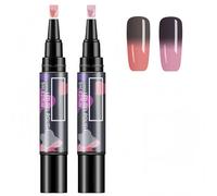 2Pcs Quick Dry 3 in 1 Gel Nail Polish Pens for Diy Nail Art,Colored Nails Varnish Pens,Diy & Salon Manicure Kit,Nude & Pink Nails Art Kit for Women,Lamp Required,Easy Apply,5ml