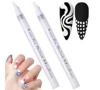 2PCS Quick Dry Fine Tips Nail Art Pens for DIY Nail Decoration,Nail Art Gra/ffiti Pen Nail Drawing Pen,DIY Dot Line Pattern,Nail Drawing Pen,Nail Varnish Pens,Fine Point Nail Polish Pen(White)