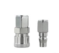 2pcs Quick Release Air Line Hose Fitting Coupler Set, Heat Treated Steel Compressor Connector for Pneumatic Tools, Zinc Plated(SF+PF-20)