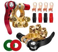 2Pcs Quick Release Battery Terminals, 4 Way Car Battery Terminals Clamps, 12V/24V Battery Terminal Connectors, Positive Negative Battery Terminal Connectors for Cars, Trucks, Ships, Caravan Motorhome