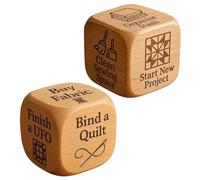 2PCS Quilter's Dice - Roll Your Next Creative Move! 6 Sided Handmade Wooden Quilter’s Decision Dice, Creative Sewing Decision Dices,6 Sided Engraved Decisions Dices with Engraved Quilting Tasks