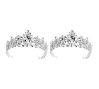 2pcs Quincea?eras Tiara Tiaras White Brides Prom Coronas Bridal Rhinestones Retro De Costume Headband, Tiara: for Crowns Headband Red Female Party Silver Queen Accessories