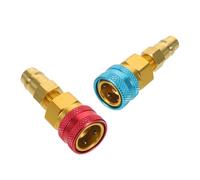 2pcs R1234YF Quick Coupler Kit for Air Conditioner Hose Connectors | Manual Coupler, Plastic and Copper Build, Blue and Red Set, for Manifold Gauge Sets and Field Repairs
