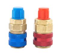 2Pcs R134A Low High AC Quick Connectors 1/4in SAE Thread Refrigerant Quick Coupler Adapter Kit Compatible with Manifold Gauges for Car Air Conditioning Servicing Repair