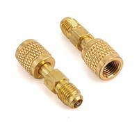 2pcs R32 & R454B Refrigerant Brass Adapter, 1/4" Female to Male Reverse Thread Quick Connect Fittings Heavy Duty Low Loss for Refrigerant Tanks Mini Split Systems Accessories