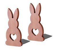 2Pcs Rabbit Bookends, Non Skid Book Ends for Shelf, Book Stopper Decorative Bookend Wooden Book Support Shelf Wooden Bookends for Books Home Office School Library (B)