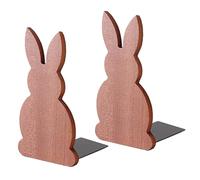 2Pcs Rabbit Bookends, Non Skid Book Ends for Shelf, Book Stopper Decorative Bookend Wooden Book Support Shelf Wooden Bookends for Books Home Office School Library (A)